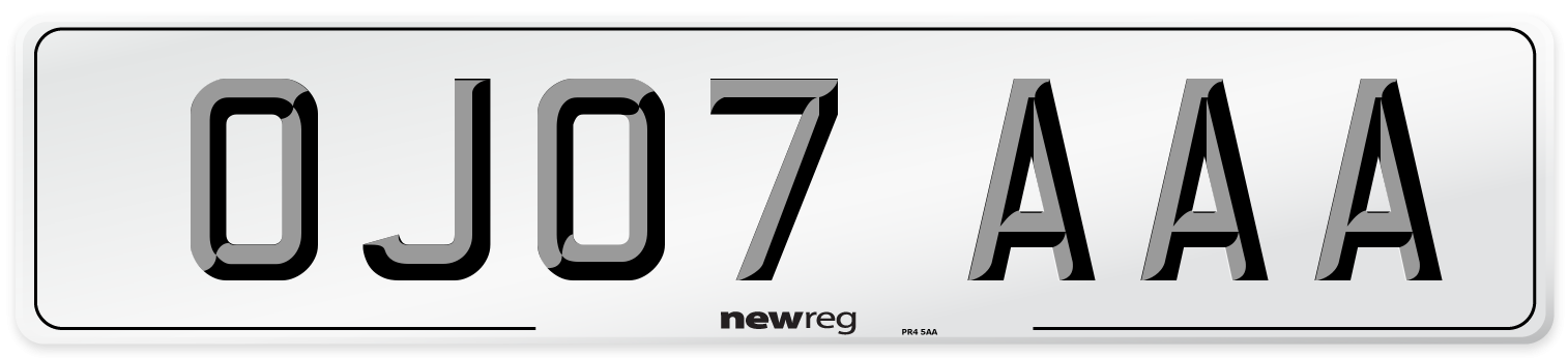 OJ07 AAA Number Plate from New Reg